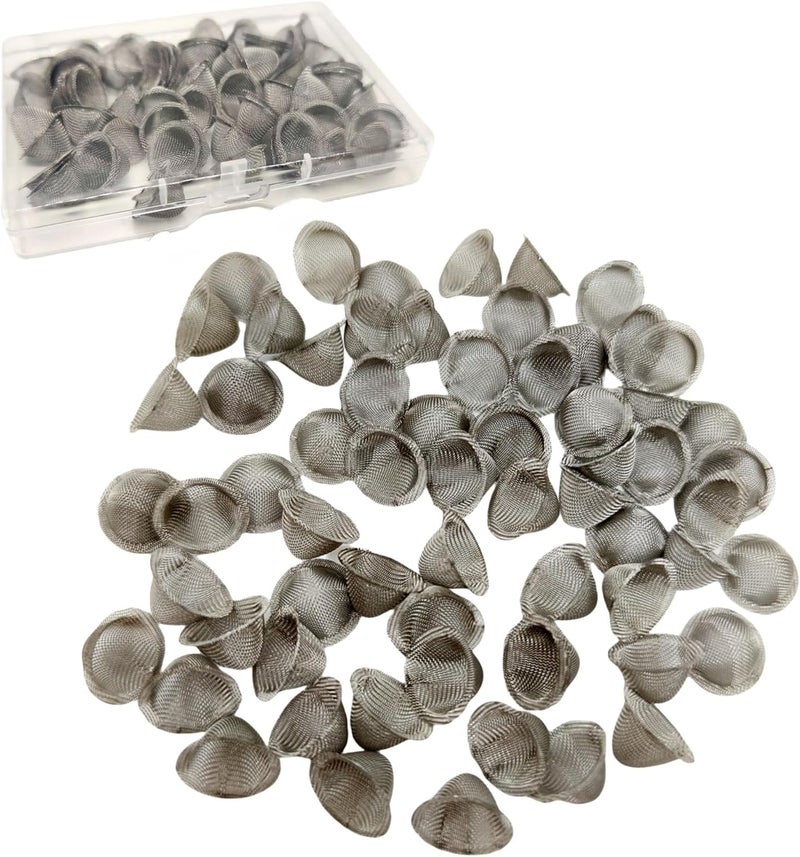 Ruilida Pipe Screens 70 Pcs 1/2 Inch-5/8 Inch Tapered Design Clean Screens 0.5 Inch-0.63 Inch 100% Stainless Steel Mesh with a Storage Box. - Image 1